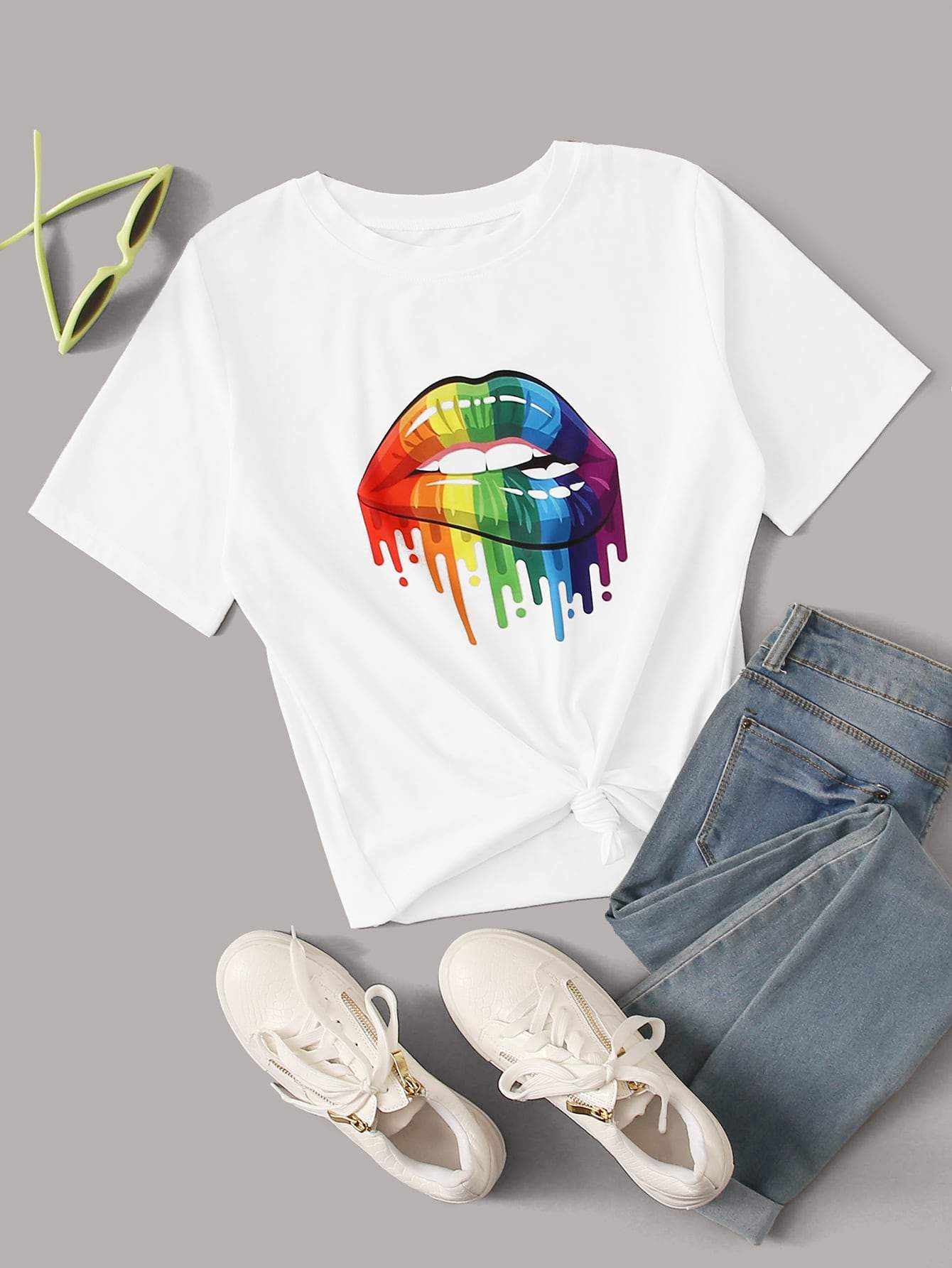 Mouth And Paint Drip Print Tee