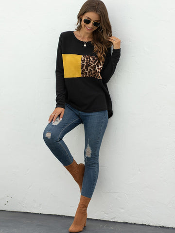 Leopard Print Curved Hem Tee