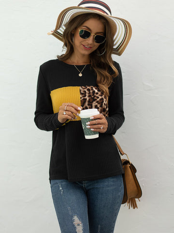 Leopard Print Curved Hem Tee