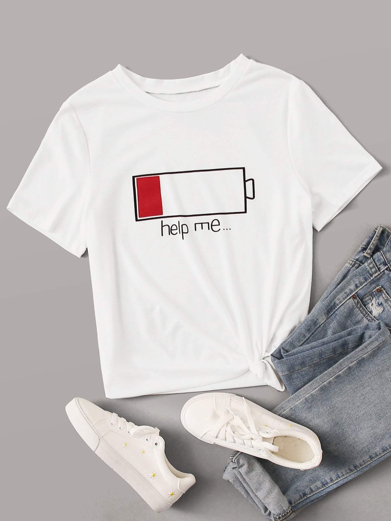 Battery And Letter Graphic Tee