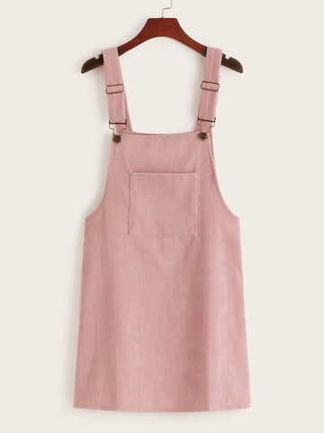 Pocket Front Corduroy Pinafore Dress