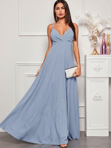 Solid Wrap Front Maxi Cami Dress