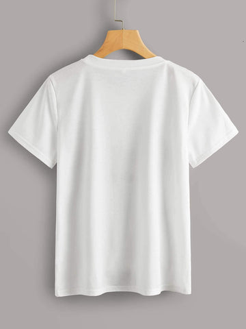 Playing Card Print Round Neck Tee