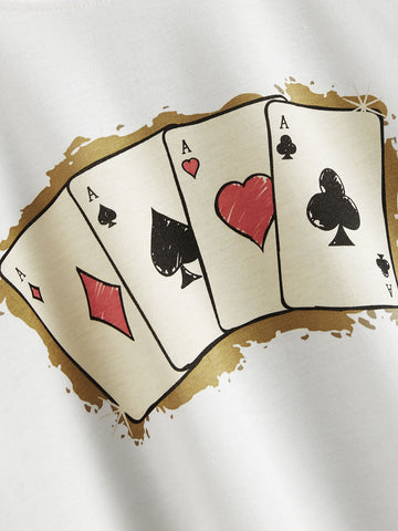 Playing Card Print Round Neck Tee