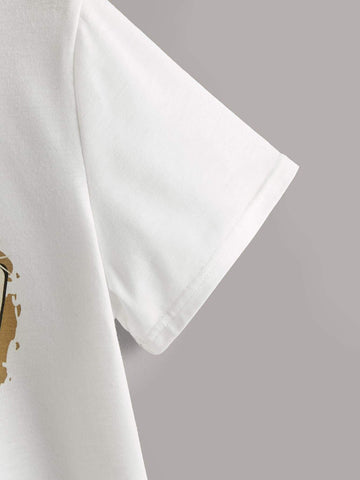 Playing Card Print Round Neck Tee