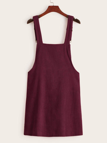 Pocket Front Corduroy Pinafore Dress