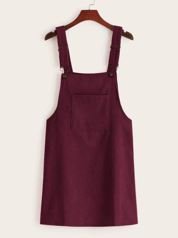 Pocket Front Corduroy Pinafore Dress