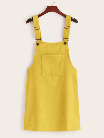 Pocket Front Corduroy Pinafore Dress