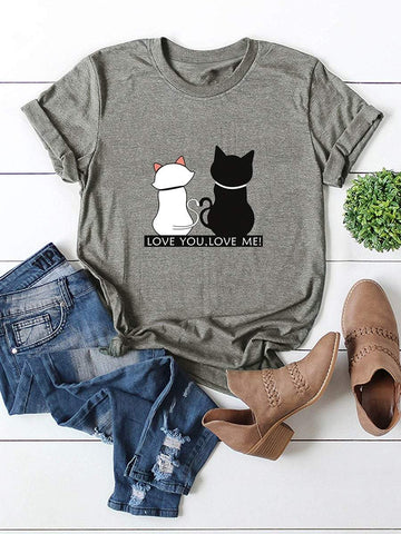 Cat And Slogan Graphic Tee