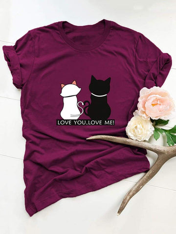Cat And Slogan Graphic Tee