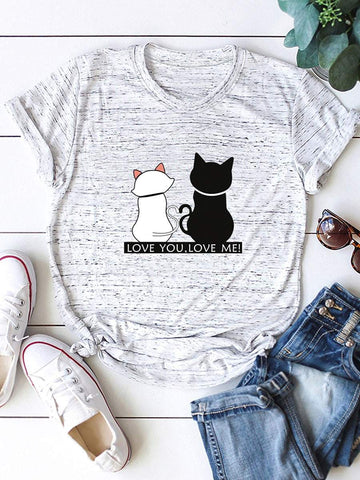 Cat And Slogan Graphic Tee