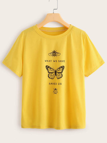 Animal & Letter Graphic Tee