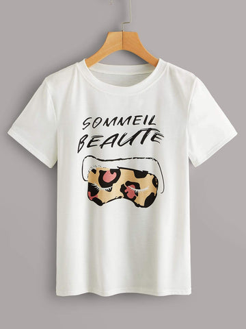 Letter Graphic Round Neck Tee