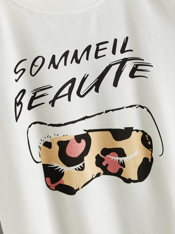 Letter Graphic Round Neck Tee