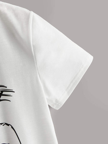 Letter Graphic Round Neck Tee