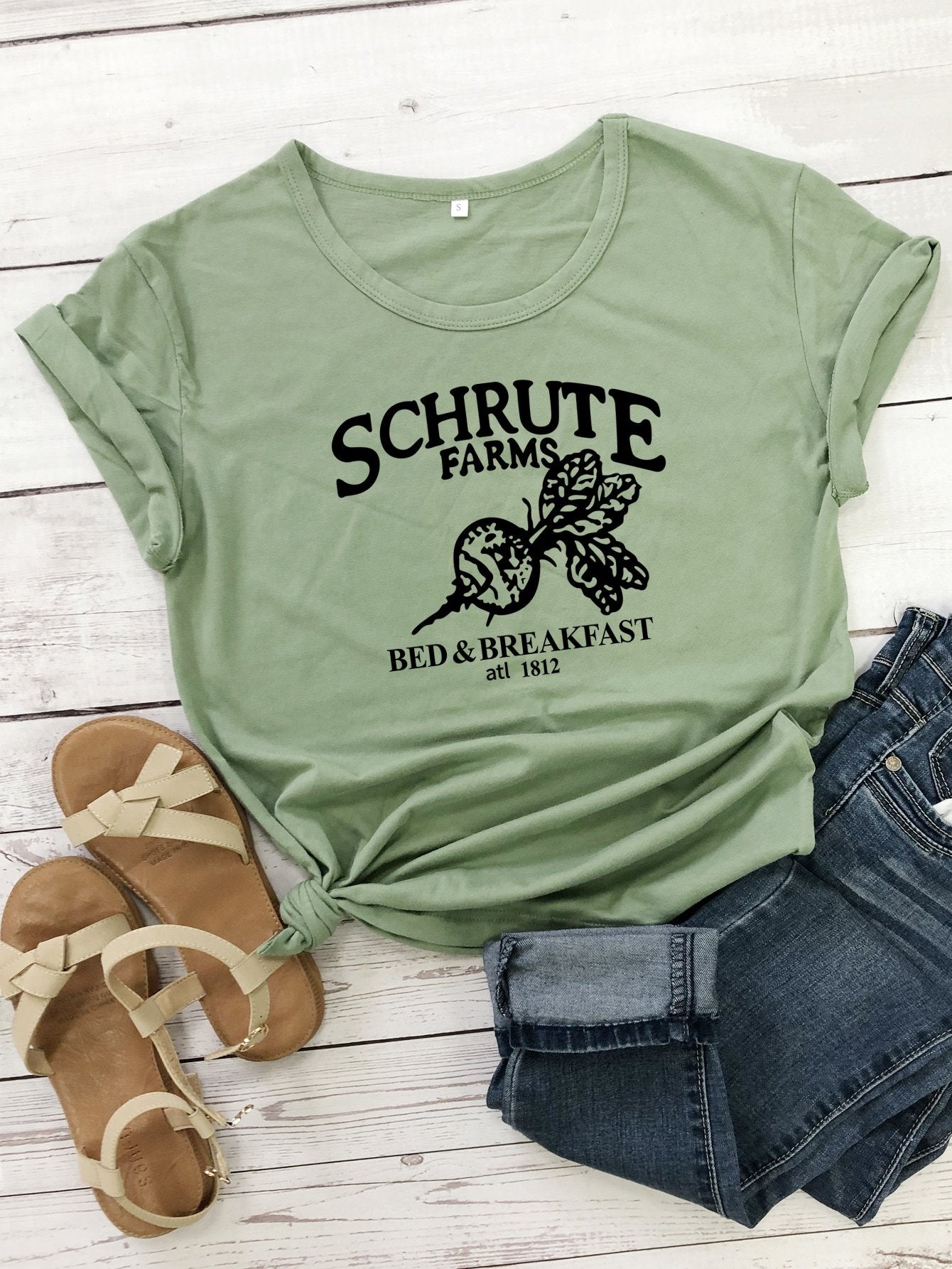 Graphic & Letter Round Neck Tee