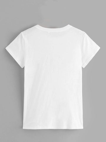 Cartoon Graphic Rolled Sleeve Tee