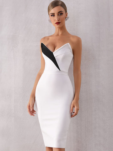 Adyce Contrast Panel Split Back Tube Dress