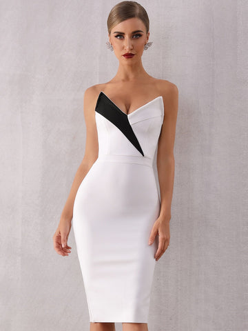 Adyce Contrast Panel Split Back Tube Dress