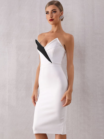 Adyce Contrast Panel Split Back Tube Dress