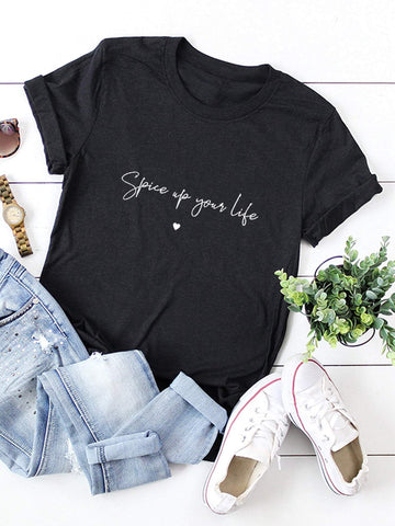 Heart And Slogan Graphic Tee