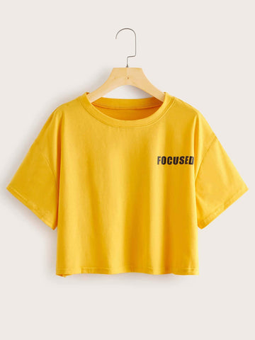 Letter Graphic Crop Tee