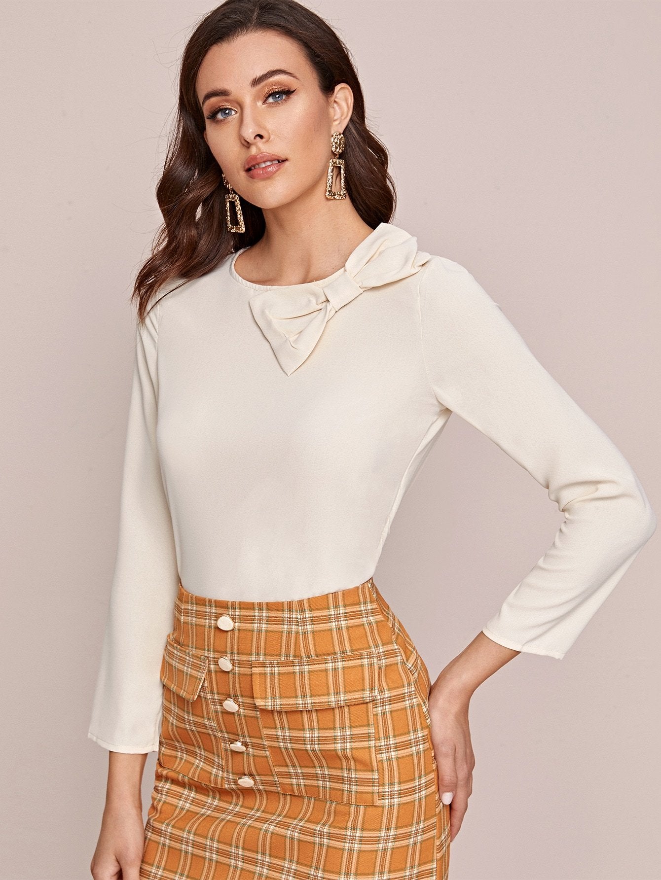 Bow Front Round Neck Blouse
