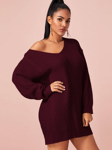 Drop Shoulder Solid Jumper Dress Without Belt