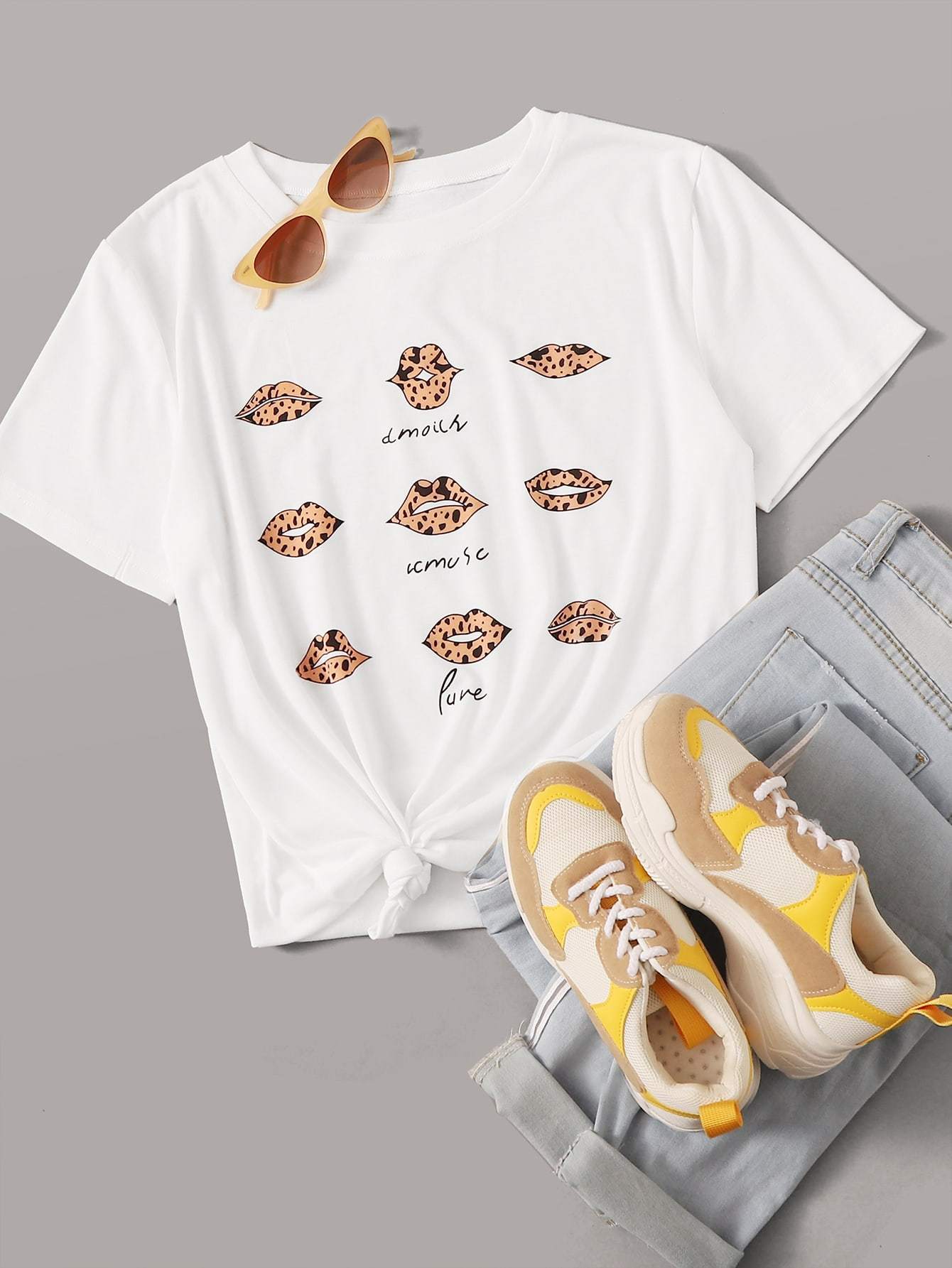 Mouth & Letter Graphic Tee