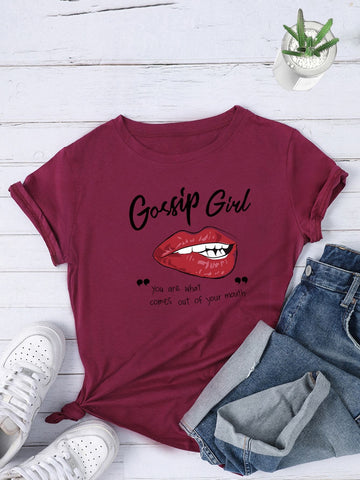 Lip And Letter Graphic Tee