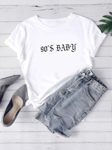 Crew Neck Letter Graphic Tee