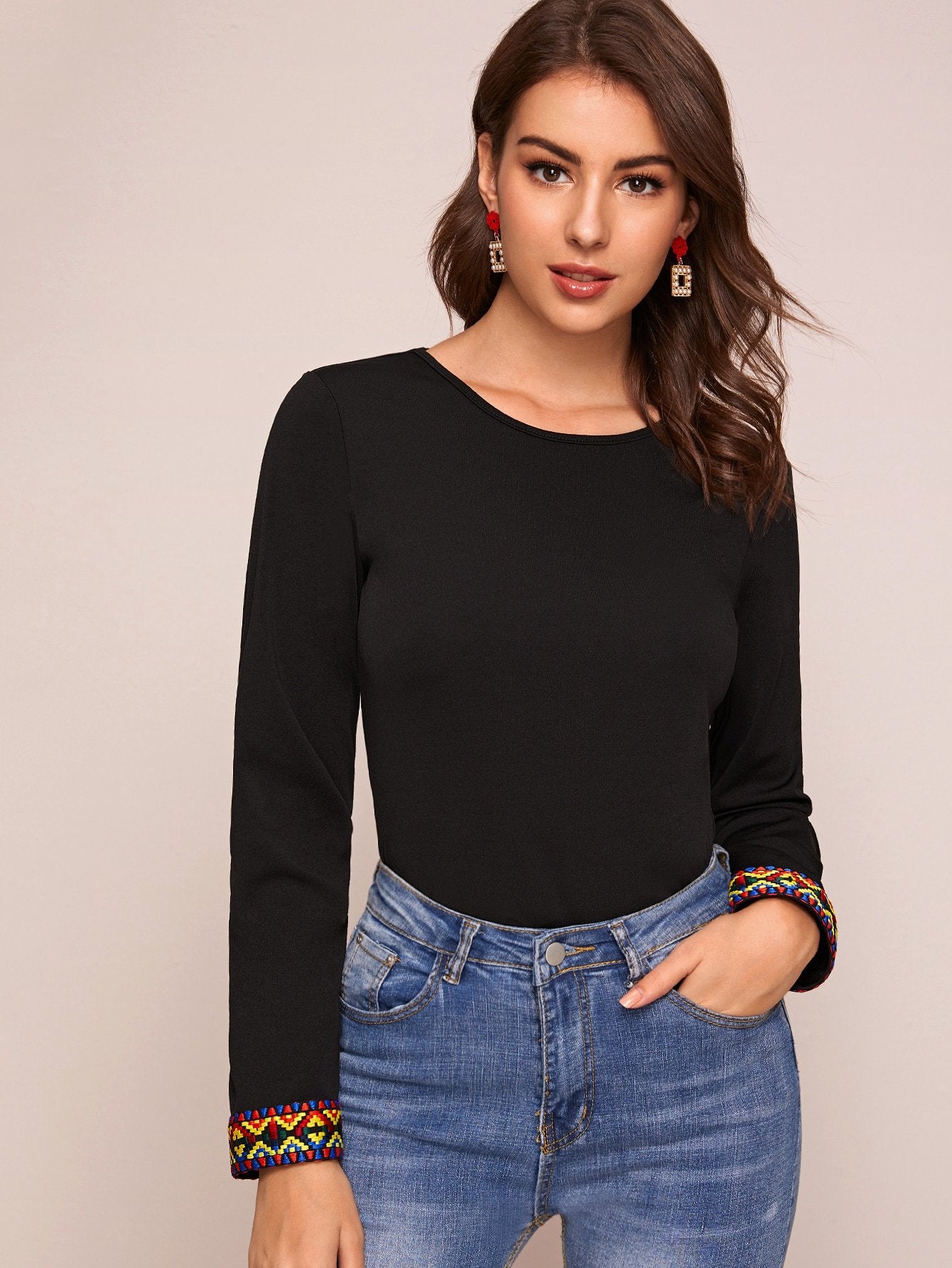 Tribal Tape Cuff Fitted Tee
