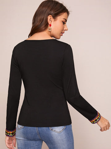 Tribal Tape Cuff Fitted Tee