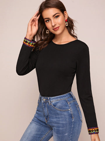 Tribal Tape Cuff Fitted Tee