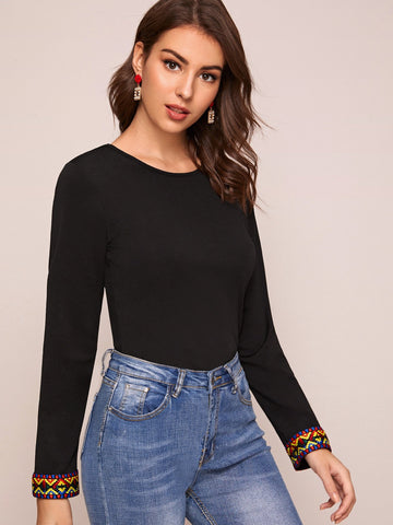 Tribal Tape Cuff Fitted Tee