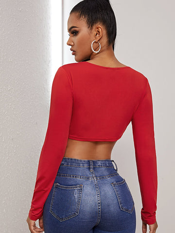 Pearls Detail Crop Tee