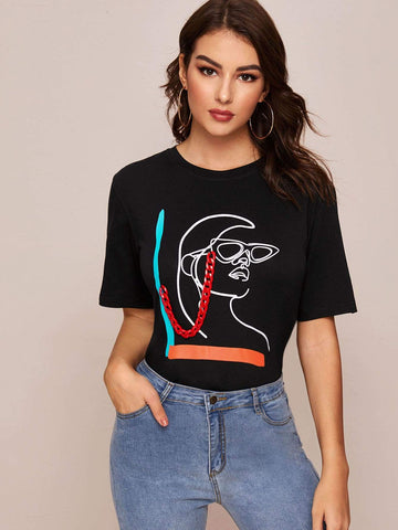 Figure Graphic Round Neck Tee