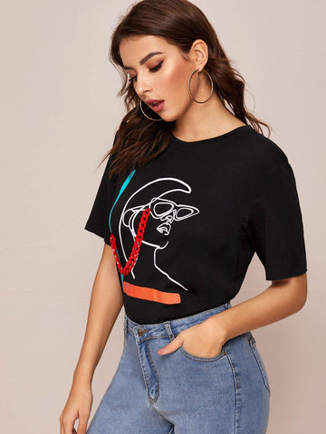 Figure Graphic Round Neck Tee