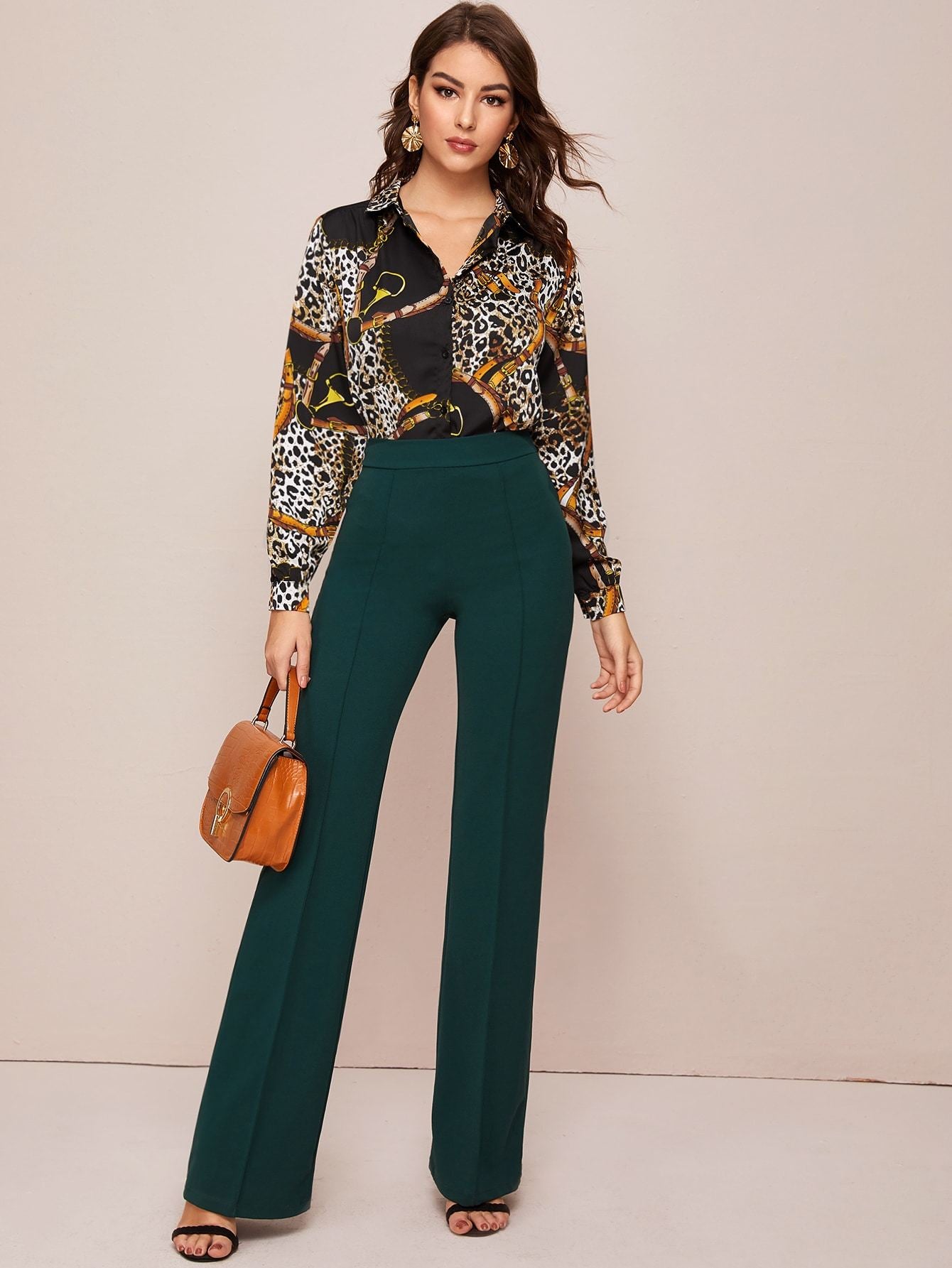 Cheetah Print Button Through Blouse