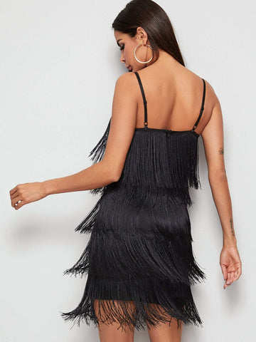 Tiered Layer Fringe Cami Dress