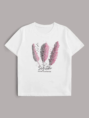 Feather & Letter Graphic Tee
