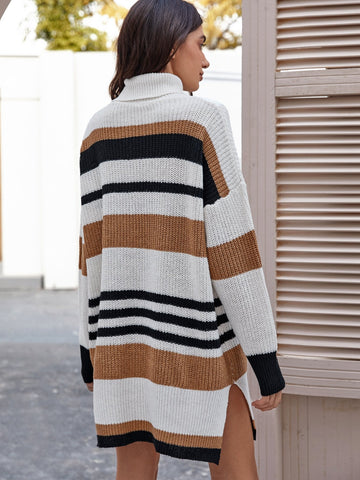 Striped Oversized Jumper Dress Without Belt