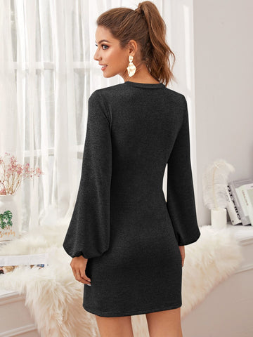 Bishop Sleeve Knot Front Jumper Dress