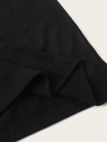 Letter & Graphic Round Neck Tee