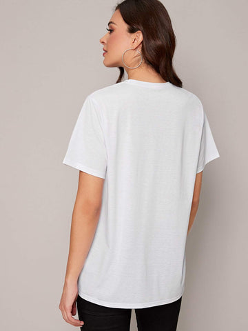 Letter Graphic Round Neck Tee
