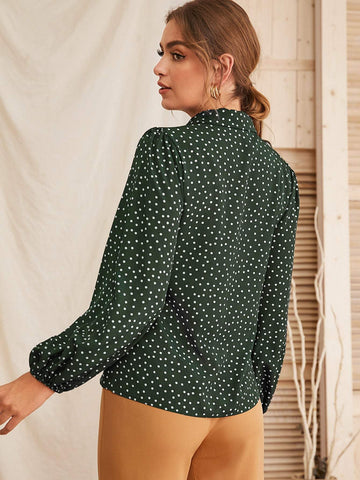 Tie Neck Polka Dot Blouse