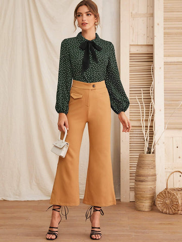 Tie Neck Polka Dot Blouse