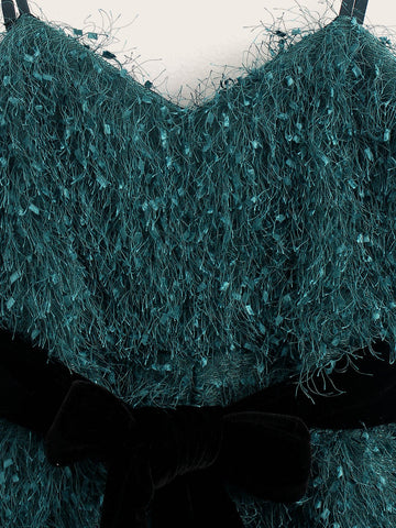 Self Tie Shaggy Mini Cami Dress