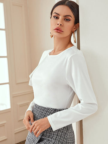 Solid Round Neck Fitted Tee