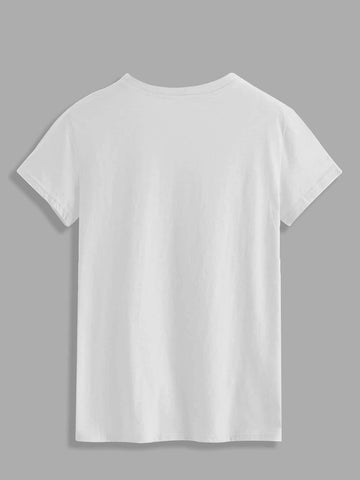 Cartoon Cocktail And Slogan Print Tee